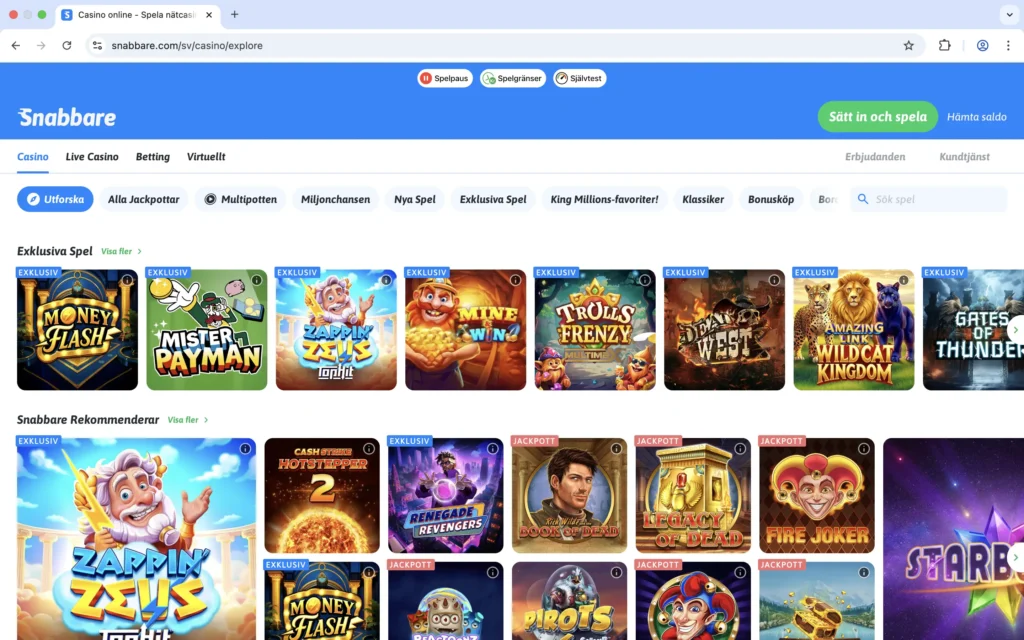 skärmdump snabbare casino