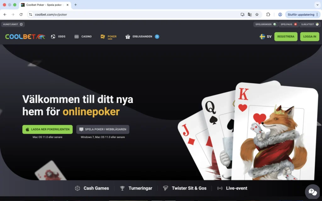 Skärmavbild på Coolbet Poker