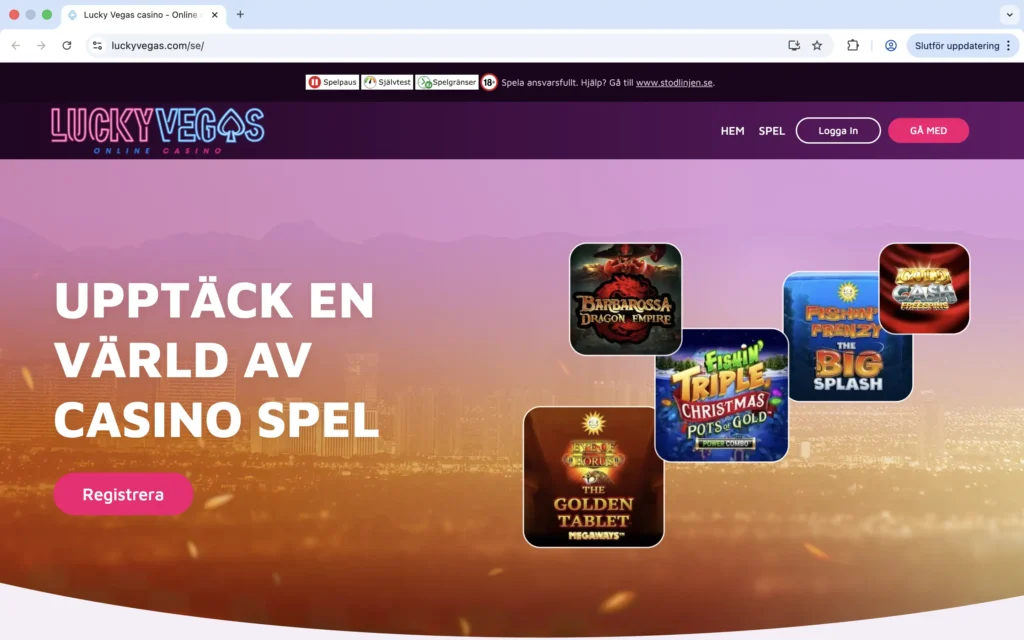 Lucky Vegas förstasida skärmdump