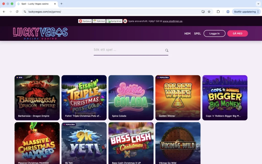 Skärmavbild på spel hos Lucky Vegas