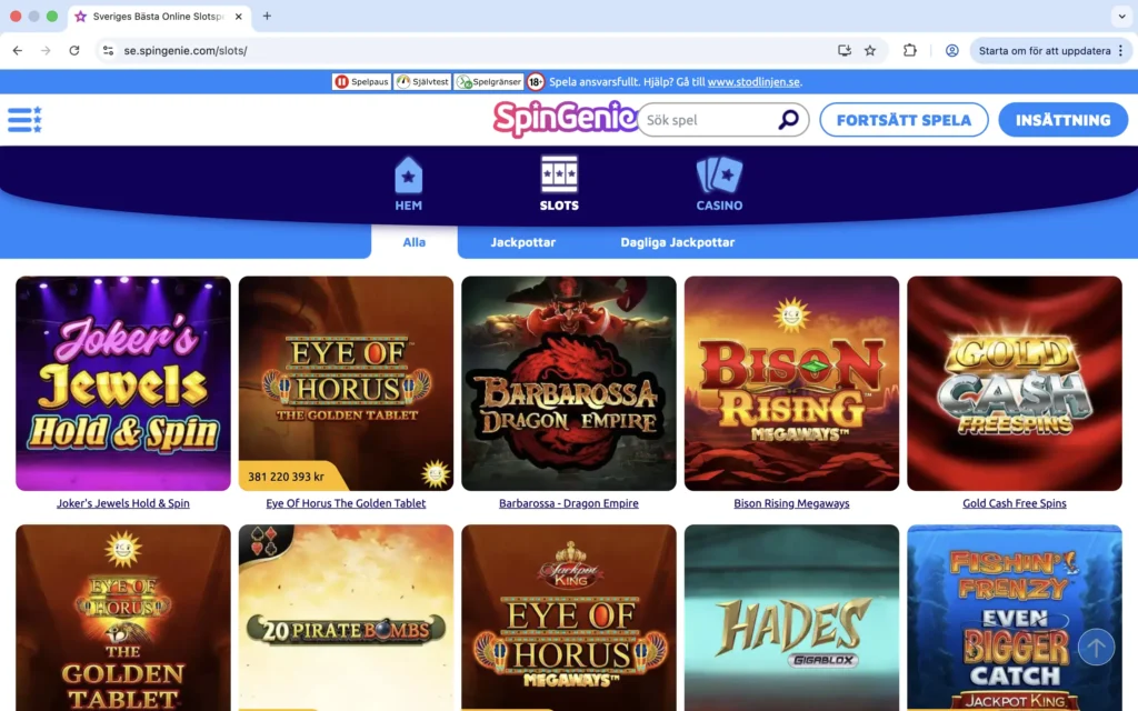 Skärmdump av Spin Genies slots