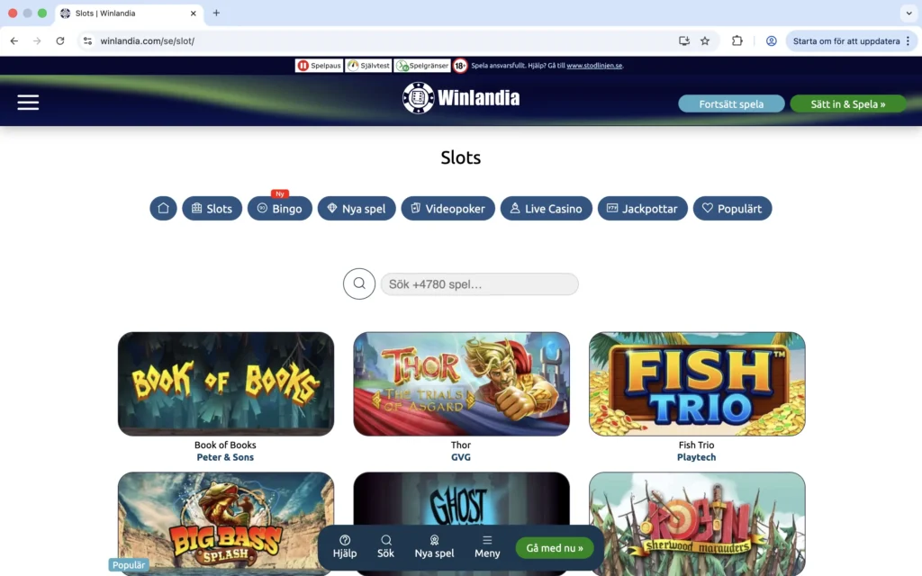 Skärmavbild av Winlandia slots