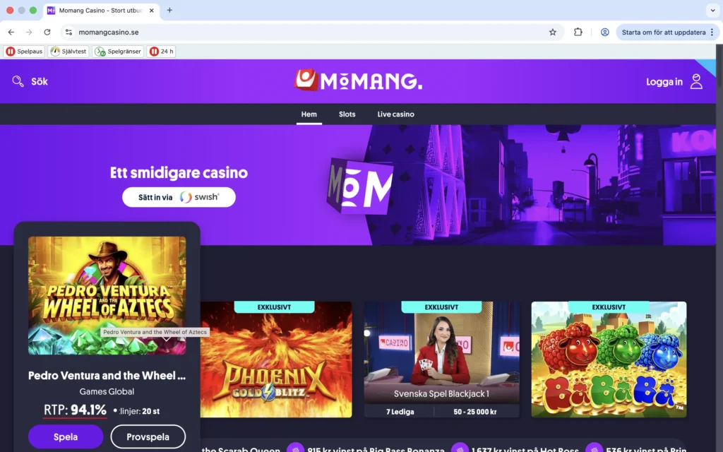 Se slot RTP hos Momang Casino.