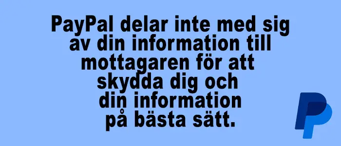 PayPal delar inte med sig av din information till mottagaren för att skydda dig och din information på bästa sätt.